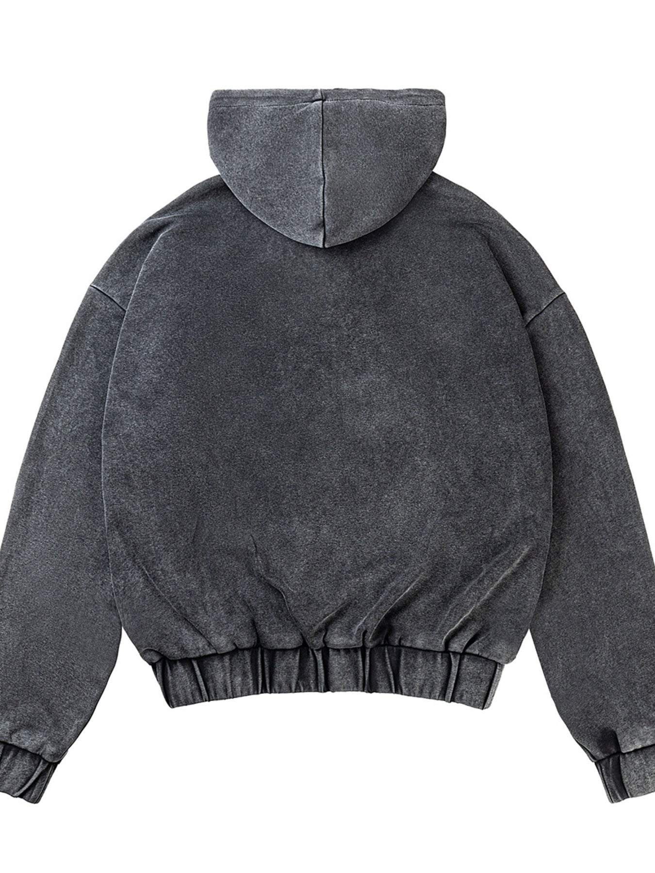 Embroidered Zip-Up Washed Hoodie